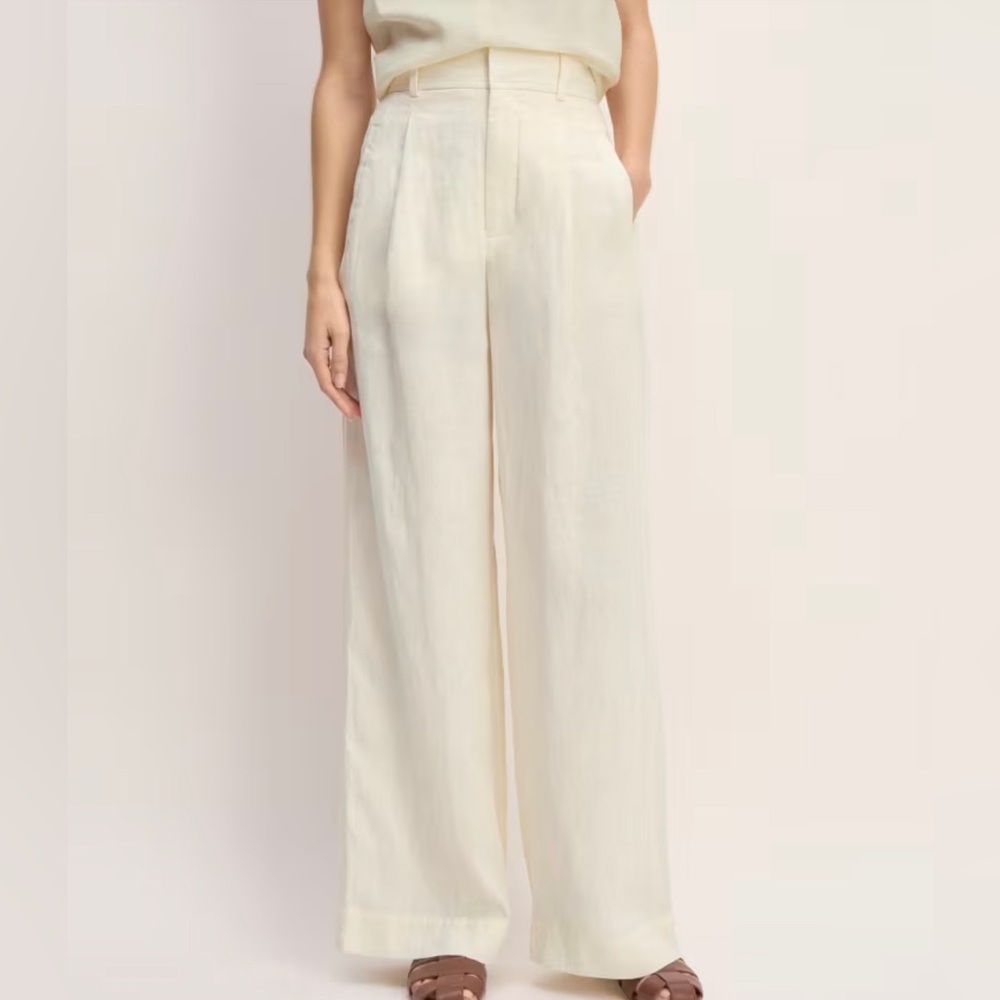 Everlane Linen Way-High Drape Pant - Size 4 Regular - Bone/Ivory - NEW W TAGS